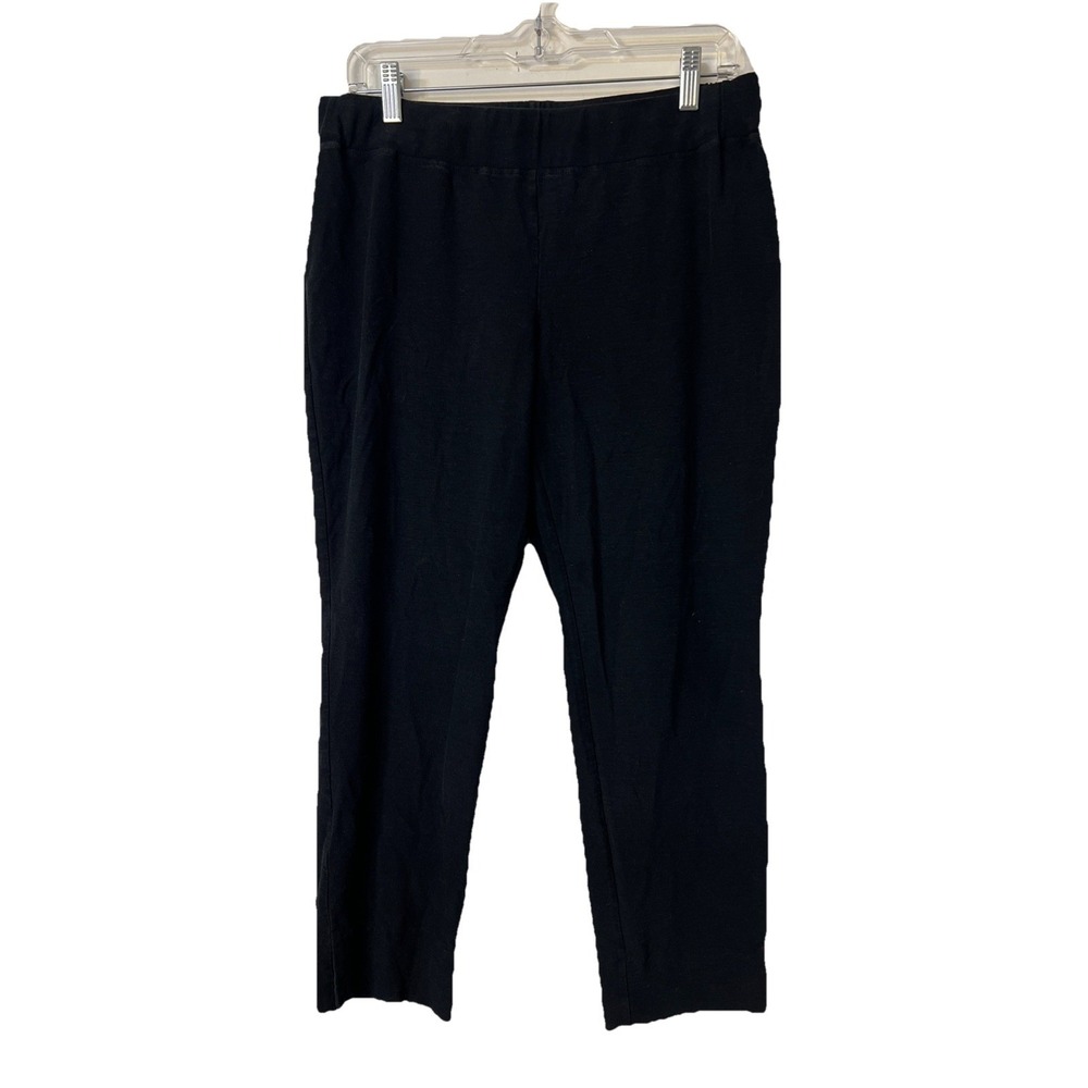 Eileen Fisher M Black Crepe lyocell Blend Relaxed  Pull On Cropped Pants